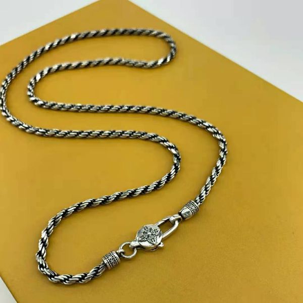 

accessories jewelry sale sterling silver diamond pestle water ripple clavicle chain women's silver twisted hemp rope men's