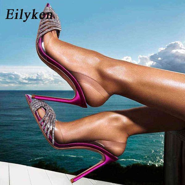 

nxy sandals new glitter crystal rhinestones pvc transparent women pumps designer style high heels party prom shoes female, Black