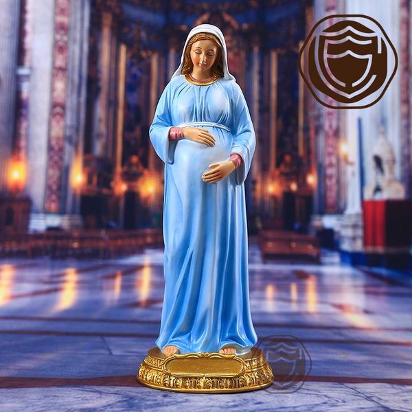 Objetos decorativos Figuras grávidas abençoadas Virgem Mary Gravidez Decoração da Estátua Católica Natividade Religiosa Interior Craft Jes