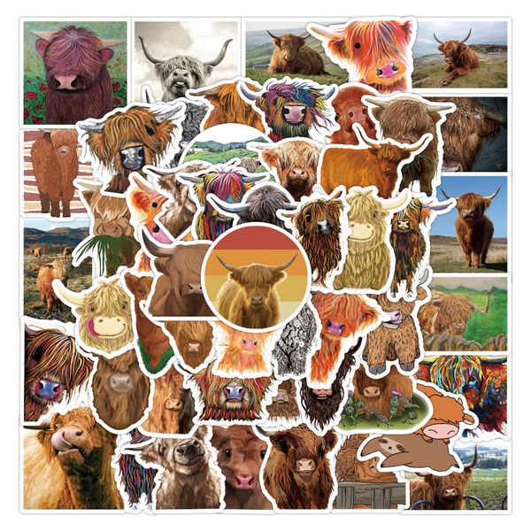 

50pcs animal cartoon cow graffiti sticker pack for pull bar box guitar personalized lapphone luggage diy water bottle decals