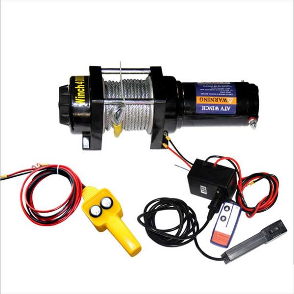 Produit de route de voyage 4000lbs Kit de treuil de récupération électrique ATV Remorque 10M Téléphérique en acier haute résistance 12v24v Kit de télécommandeTravel