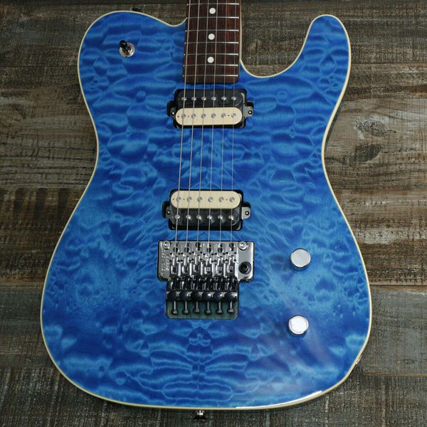 2022 Modern Tele HH Caribe Blue Transparent Electric Guitar