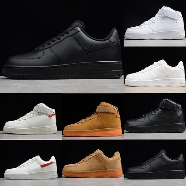 

wholesale new designer outdoor forces men low skateboard shoes discount one 1 07 knit euro high women all white black wheat sports us5.5-11