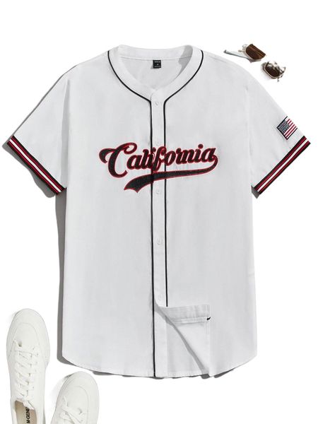 

men letter & american flag print shirt k1qf#, White;black
