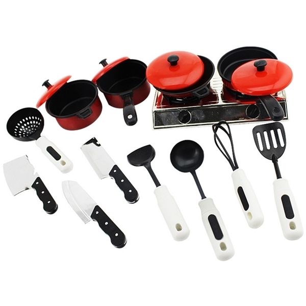 17pcs cozinhar brinquedo cozinha cozinha panela de panela crianças finge cozinheiro jogar diversão em simulação de brinquedo utensílios de cozinha cenário para menina lj201211