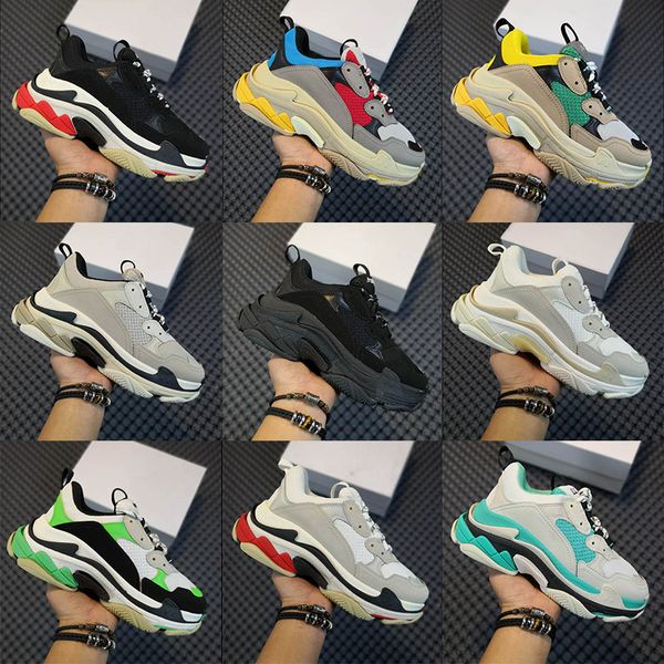 

fashion paris 17fw triple s mens sneaker casual dad shoes for men women luxury designers triple black white orange neon pink sports sneakers