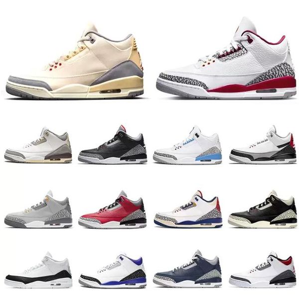 

30color jumpman 3 racer blue high basketball shoes mens cool grey unc knicks court purple denim red black cement trainer sneakers 40-46