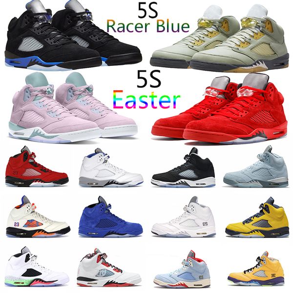

jumpman 5 5s mens basketball shoes racer blue easter concord oreo red suede sail wolf gray fire red moonlight white coment michigan men trai