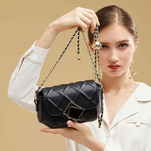 

designer handbags 2022 new cowhide women's bag single shoulder messenger small golden ball chain lingge summer fashion versatile niche
