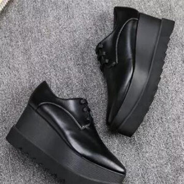 

new whole 2017 summer stella mccartney women shoes green metallic genuine leather platform319i, Black