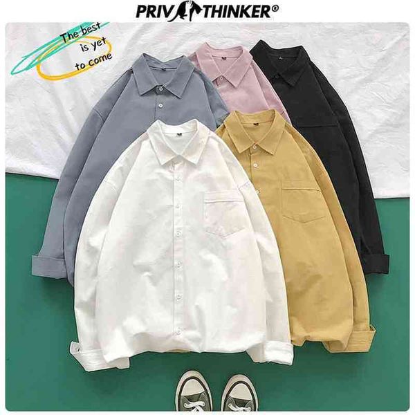 Privateinker осень хлопок невысокий женские рубашки с длинным рукавом твердые женские рубашки офис красочные блузок 210401