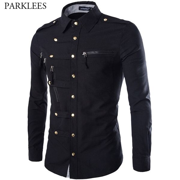 

brand men shirt fashion design mens slim fit cotton dress stylish long sleeve s chemise homme camisa masculina 220322, White;black