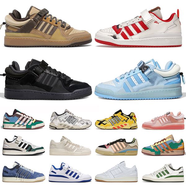 

men women casual shoes bad bunny x forum buckle low core black blue tint easter egg the first cafe yellow crew green mens trainers sneakers
