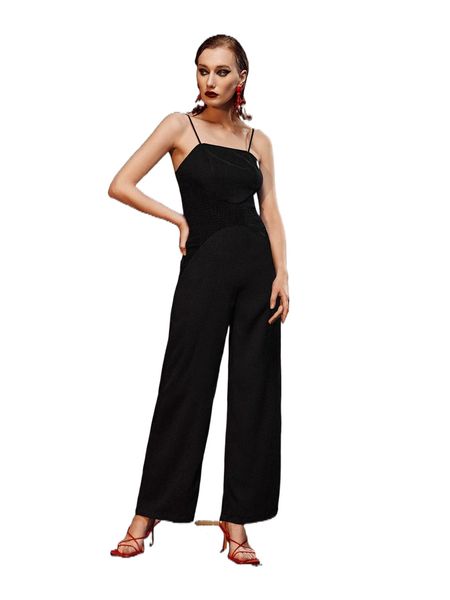 

x farah wali wide leg cami jumpsuit c3gs#, Black;white