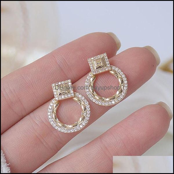 

stud gold color exquisite circle cz women earrings charm mir dhung, Golden;silver