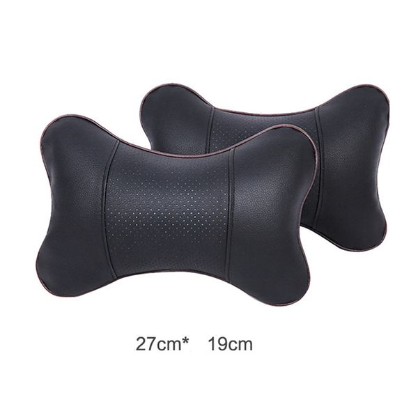 2pcs Black Car pescoço Proteção de travesseiro PU Auto -apoio de cabeça REST REST VIAGEM CARRO DE MONTOGIA DE MOTORCION