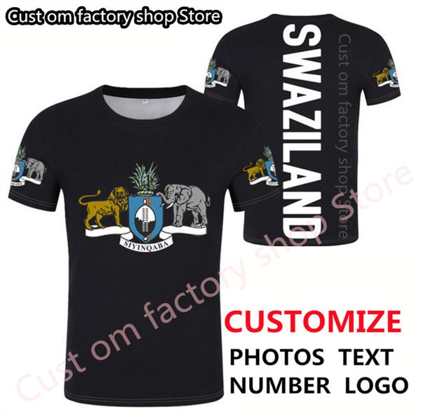 Camiseta da Suazilândia DIY Nome personalizado gratuito Número Swz Tir Shirt Nation Flag SZ Kingdom Country College Print P O Text Sutrifing 220614