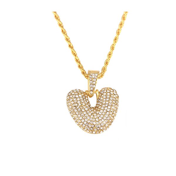 

pendant necklaces personalized hip hop full diamond letter necklace fashion trend 26 letters ornaments factory wholesale, Silver
