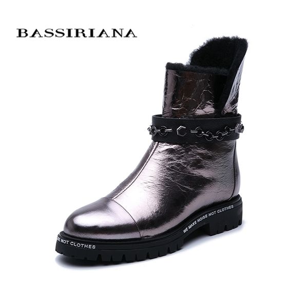 

bassiriana new. snow boots. natural fur to keep warm. non-slip bottom. metal leather. fashion brand new.201103, Black