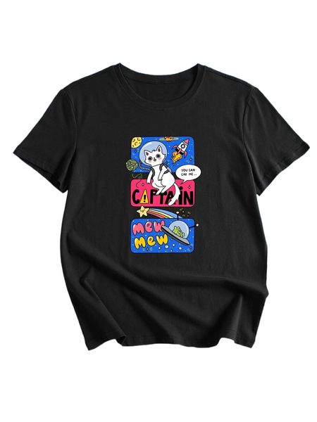 

romwe x jane dang cat letter graphic tee s3ht#, White