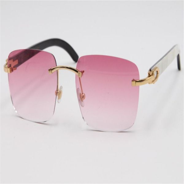 

whole new style 8300816 sunglasses genuine natural black and white vertical stripes buffalo horn rimless glasses gold b2492, White;black