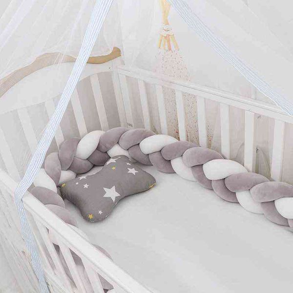 

1.5m/2m/3m/4m baby bed bumper bedding set for newborn boy girl cot protector knot braid pillow cushion in the crib room decor g220421