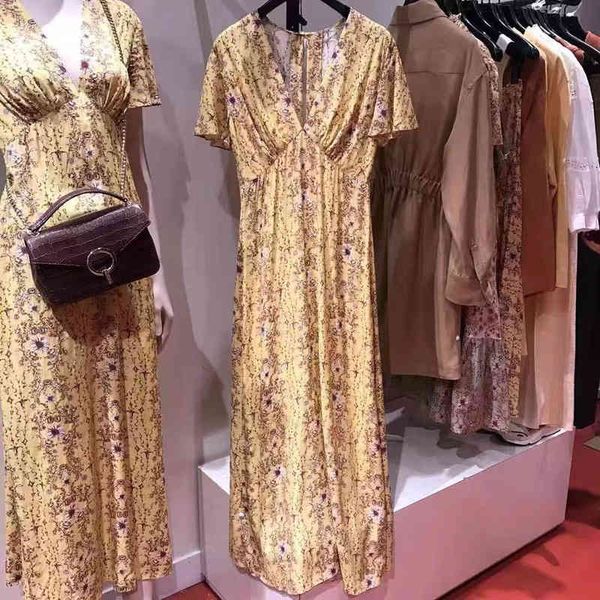 

casual dresses fadan spring and summer national style v-neck printed back open waist dress, Black;gray