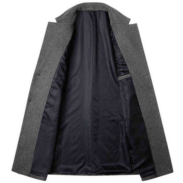 

men's wool & blends tide winter jacket men long coat single breasted peacoat voguemen overcoat blend jackets brand clothing312m t220810, Black