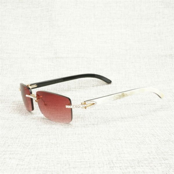 

2022 factory wholesale new vintage strass natuurlijke buffelhoorn randloze zonnebril mannen hout vierkante vrouwen voor outdoor shades culos, White;black
