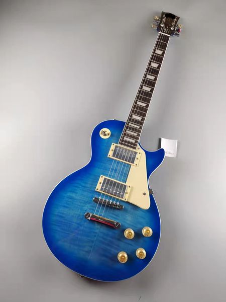 

electric guitar, solid mahogany body, blue shiny, gold hardware, in stock