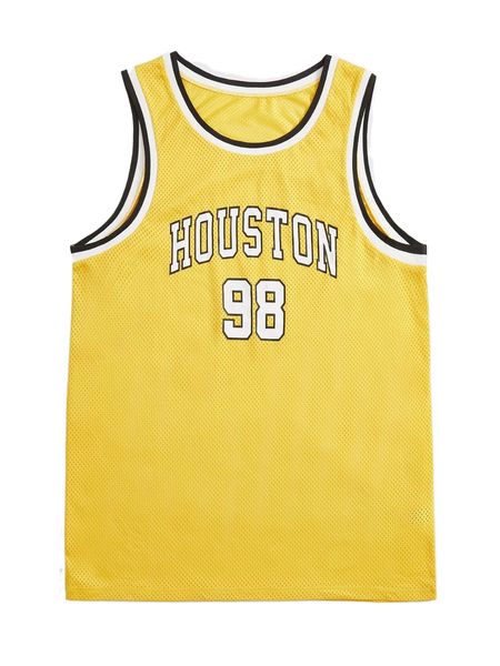 

men letter & striped pattern tank a4nr#, White;black