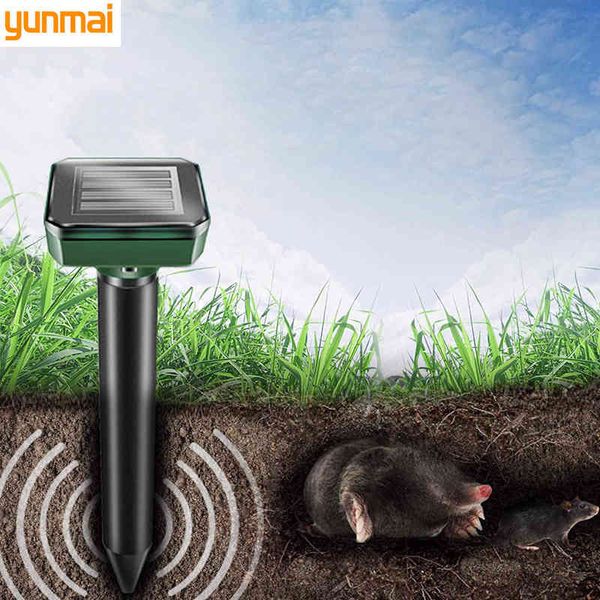 IP Sun Charging Solar Mouse Repelling Vibrações Ultrassonic Farm Outdoor Electronic LED Farm Snake Bateria embutida Yunmai J220531