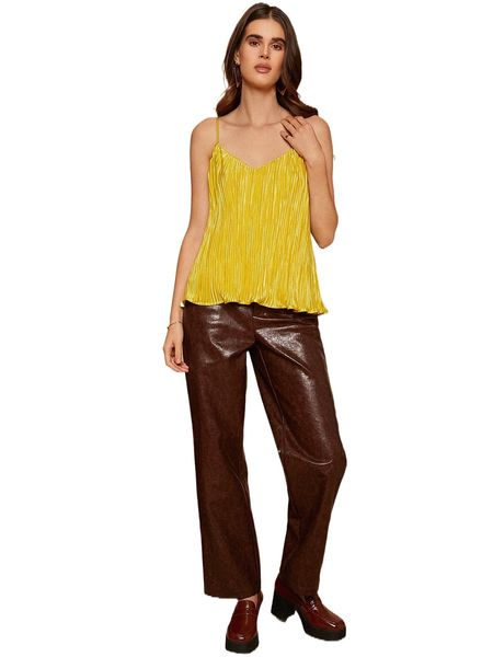 

solid pleated cami l6uu#, White
