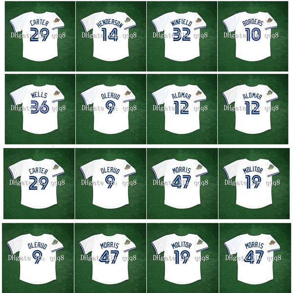 Na85 1992 1993 Vintage Baseball Jersey Joe Carter Roberto Alomar Rickey Henderson Dave Winfield Pat Borders David Wells John Olerud Paul Molitor