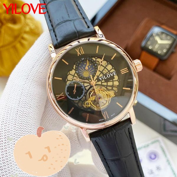 President Top Luxus Mode Uhr Männer Schwungrad Gitter ausgehöhlt Kalender Timing Clock Europäische High-End-Verbrechen Männer Geburtstag Geschenk Armbanduhr