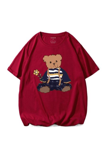 

men bear print tee k6oz#, White;black