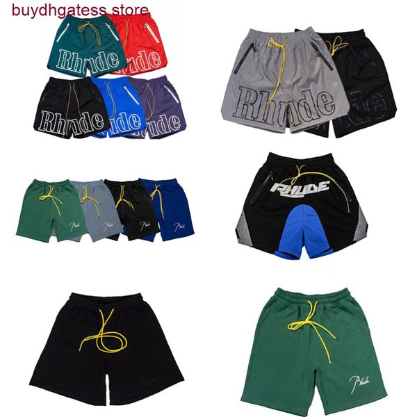 

2022 new fashion brand rhude men's and women's shorts summer high street letter drawstring 3m reflective hip-hop casual pants beac, White;black