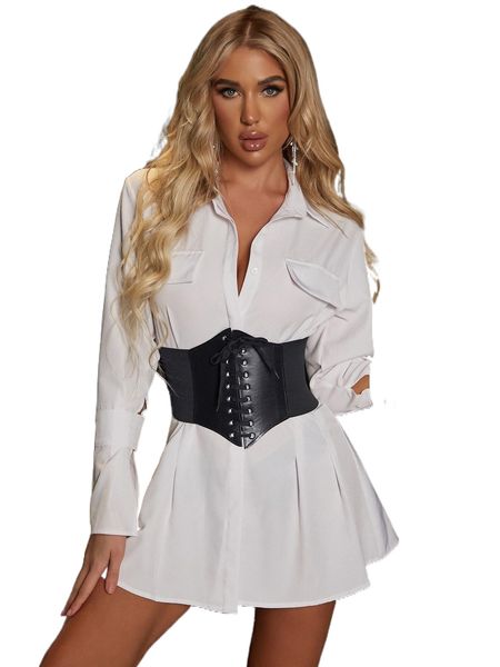 

lace up front corset without blouse 32jk#, Black;red