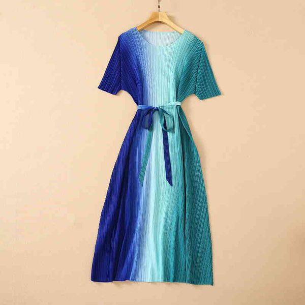 

casual dresses summer dress fashion women's summer lace up short sleeve gradient pleated dress 6dle, Black;gray