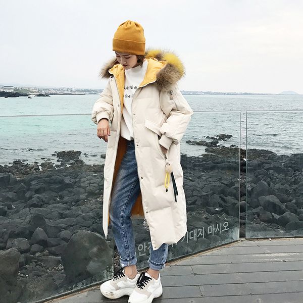 

leiouna slim thick cotton winter down fashion coat women long female warm autumn feather jacket parka coats duck outerwear 201027, Black
