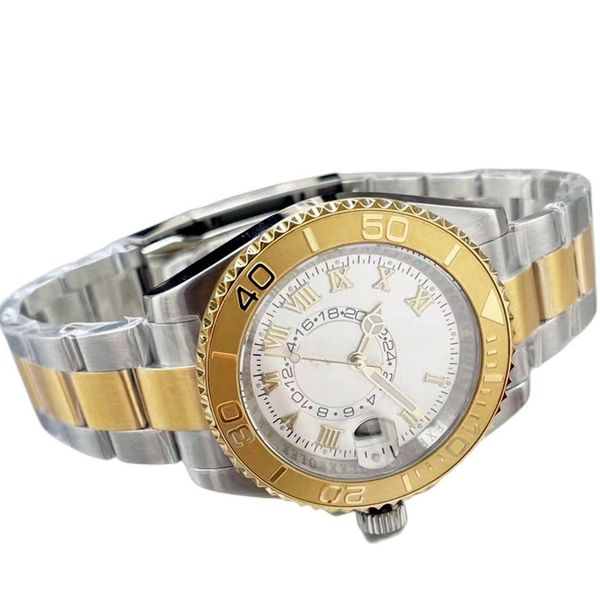 

men's fashion watch classic automatic mechanical 40mm 316l stainless steel bezel 904l strap mineral super mirror sports diving movement, Slivery;brown