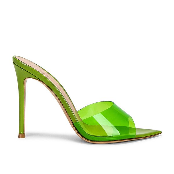 

new fashion women's summer pvc sandals slip on green transparent heels gladiator stiletto heel chic sandal zapatos party shoes ladies s, Black