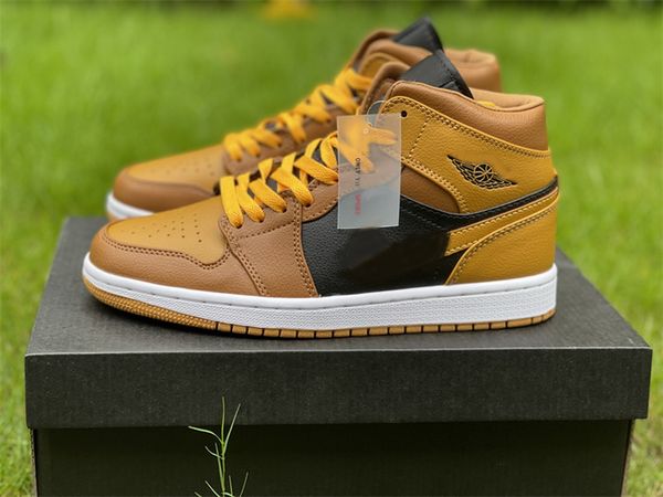 

shoes 2022 authentic mid 1s 1 university gold basketball men women golden yellow sports sneakers sports trainer shoe eu36-45