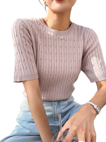 

dazy round neck cable knit n9ms#, White;black