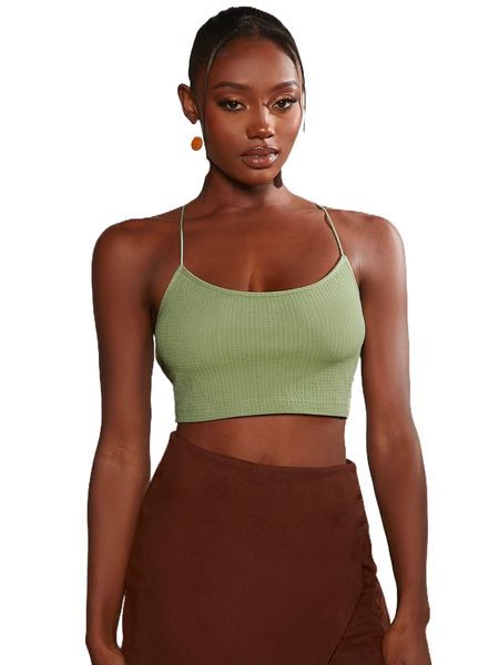 

crisscross backless knot crop cami a8sh#, White