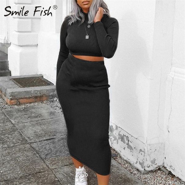 

party club women's set winter autumn two pieces sets turtleneck short crop midi skirt outfits tracksuits gv840 220323, White