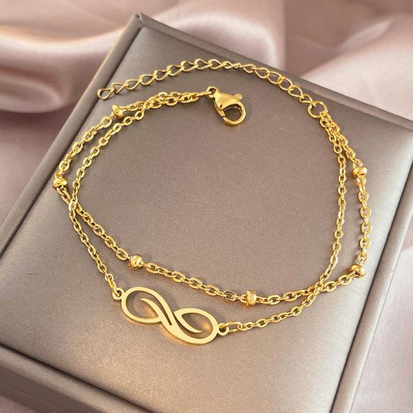 

stainless steel bracelets korean fashion strand infinity symbol multi-layer, Black