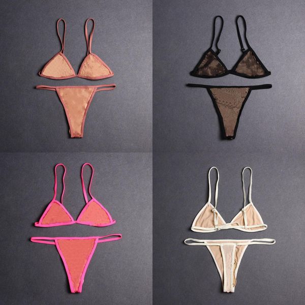 

2022 embroidery bikini set brand letters swimwears designer metal chain ladies backless split swimsuit
