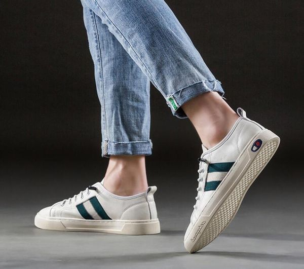 

simple black sneakers men casual genuine leather men's sneakers white male shoes anti flats shoes 2023 new