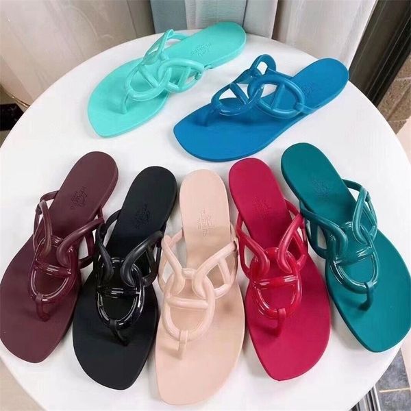 

52% off 2022 summer new family slippers female high-value herringbone flip flops jelly shoes wear flat bottomed beach student clip foot sand, Black